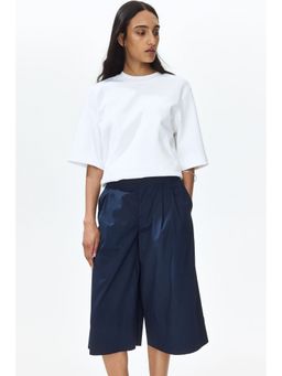 H&M - Women Navy Blue Cotton Bermuda Shorts