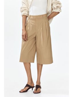 H&M - Women Beige Cotton Bermuda Shorts