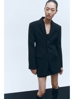 H&M - Women Black Wool-Blend Hourglass Blazer