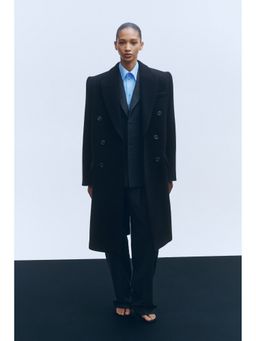 H&M - Women Black Double-Breasted Wool Coat