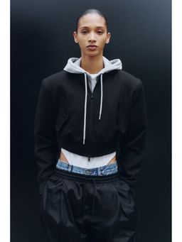 H&M - Women Black Cropped Wool Bomber Jacket