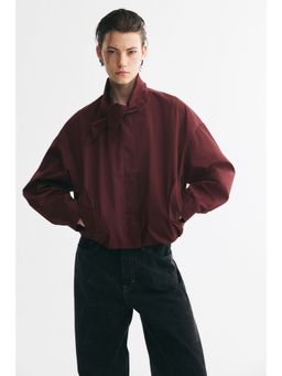 H&M - Women Brown Scarf-Collar Bubble-Hem Jacket