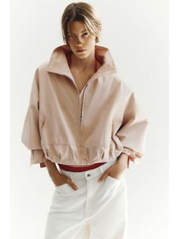 H&M - Women Beige Oversized Bubble-Hem Jacket