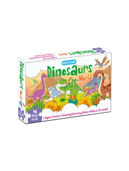 Dreamland - Dinosaurs World Jigsaw Puzzle for Kids 96 Pcs with Colouring & Activity Book & 3D Model