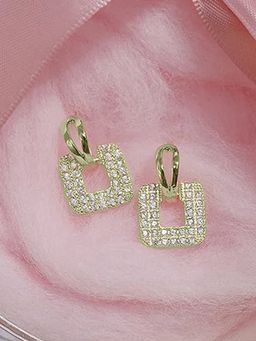 OOMPH - Gold Tone Cubic Zirconia Small Tiny Fashion Drop Earrings for Women & Girls