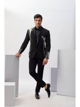 Abees - Black Handworked Blazer Shirt with Trouser and Bow