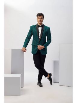 Abees - Teal Blue Milan Blazer Shirt with Trouser and Bow