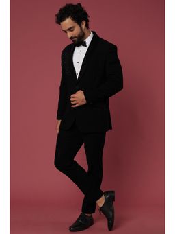 Abees - Hand Work Black Tuxedo Shirt with Trouser and Bow