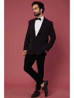 Abees - Hand Work Black Tuxedo Shirt with Trouser and Bow