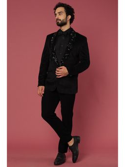 Abees - Hand Work Black Tuxedo Shirt with Trouser and Bow