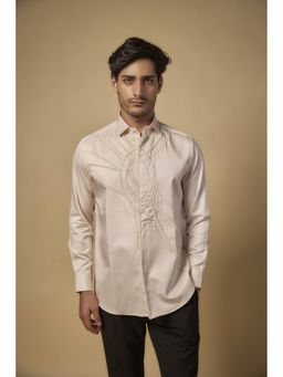 Abees - Ivory Pearl Embellished Signature Cotton Shirt