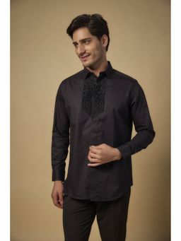 Abees - Black Cutdana Embellished Signature Cotton Shirt