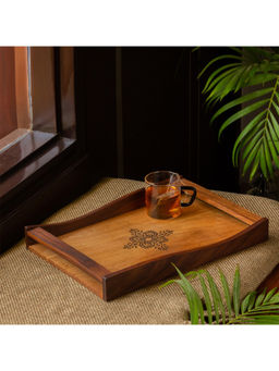 ExclusiveLane - Woodland Wonders' Handcrafted Serving Tray In Mango & Sheesham Wood