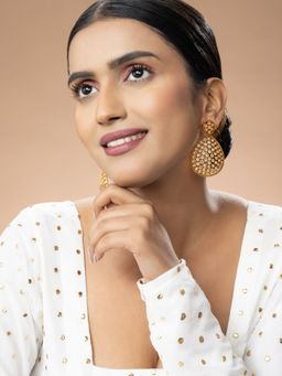 Niscka - 24K Gold Plated White Zircon Earrings