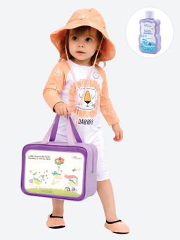 Little Surprise Box - Orange Roar Lion Kids Swimwear with Hat and Wash Bag