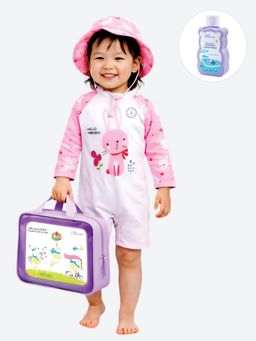 Little Surprise Box - Pink Bunny Kids Swimwear with Hat Free and Bag