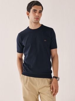 Andamen - Men Solid Blue Cotton T-Shirt