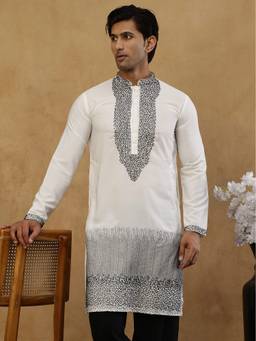 Jompers - White Cotton Embroidered Kurta