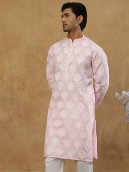 Jompers - Pink Cotton Floral Printed Kurta