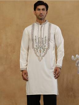 Jompers - Cream Cotton Embroidered Kurta