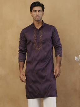 Jompers - Purple Cotton Embroidered Kurta