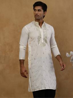 Jompers - White Cotton Embroidered Kurta