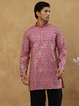 Jompers - Pink Silk Floral Printed Kurta