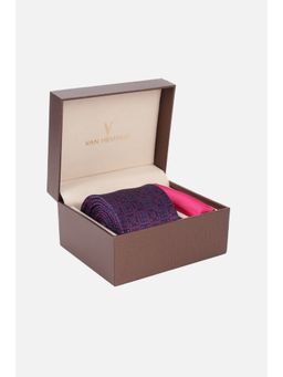 Van Heusen - Men Purple Party Tie and Pocket Square