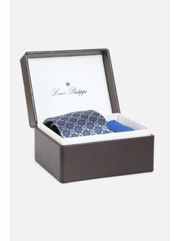 Louis Philippe - Men Blue Printed Neck Tie and Pocket Square