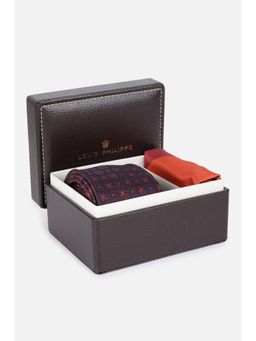 Louis Philippe - Men Maroon Embroidered Tie and Pocket Square