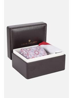Louis Philippe - Men Light Blue Embroidered Tie and Pocket Square
