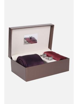 Van Heusen - Men Maroon Party Tie Pocket Square and Cufflinks