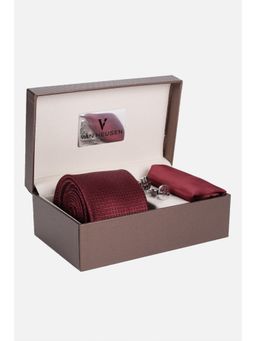 Van Heusen - Men Maroon Party Tie Pocket Square and Cufflinks