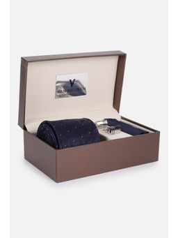 Van Heusen - Men Navy Blue Formal Tie Pocket Square and Cufflinks