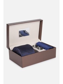 Van Heusen - Men Navy Blue Party Tie Pocket Square and Cufflinks