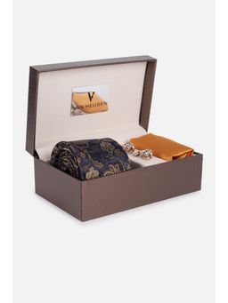 Van Heusen - Men Navy Blue Party Tie Pocket Square and Cufflinks