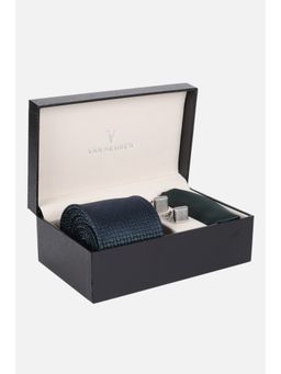 Van Heusen - Men Green Party Tie Pocket Square and Cufflinks