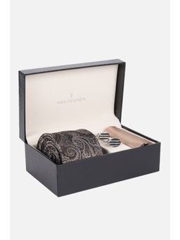 Van Heusen - Men Brown Party Tie Pocket Square and Cufflinks