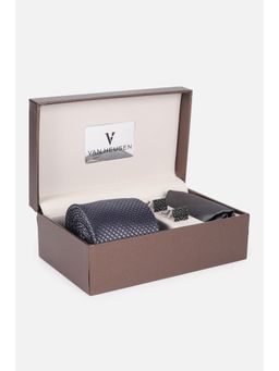 Van Heusen - Men Grey Party Tie Pocket Square and Cufflinks