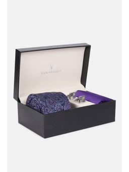 Van Heusen - Men Purple Party Tie Pocket Square and Cufflinks