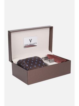 Van Heusen - Men Brown Party Tie Pocket Square and Cufflinks