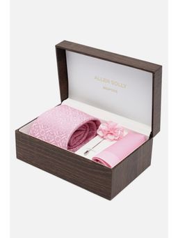 Allen Solly - Men Pink Embroidered Party Tie With, Pocket Square and Lapel Pin