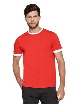 AM SWAN - Mens Solid-plain Fiery Red T-shirt