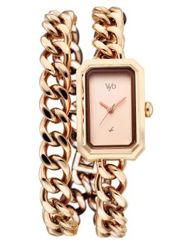 Fastrack - Vyb Showstopper Quartz Rose Gold Dial Analog Watch For Women - FV60065WM02W (M)