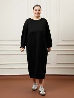AAREIN - Women Black Fleece Sweat Dress