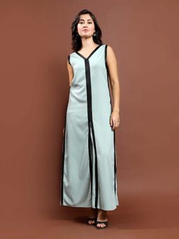 AAREIN - Women Green Solid Fit & Flare Maxi Dress.