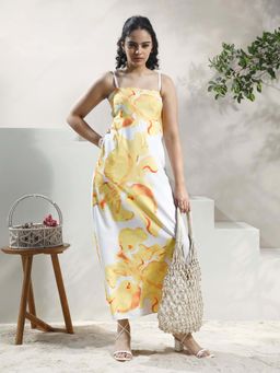 AAREIN - Women Yellow Abstract Linen Dress