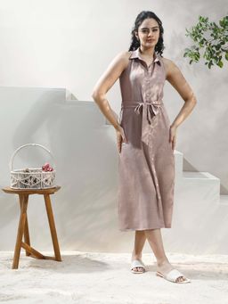 AAREIN - Women Beige Halter Linen Dress