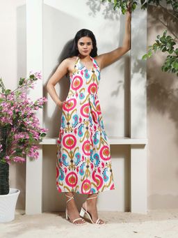 AAREIN - Women Fuchsia Halter Linen Dress