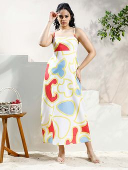 AAREIN - Women White Linen A-Line Dress